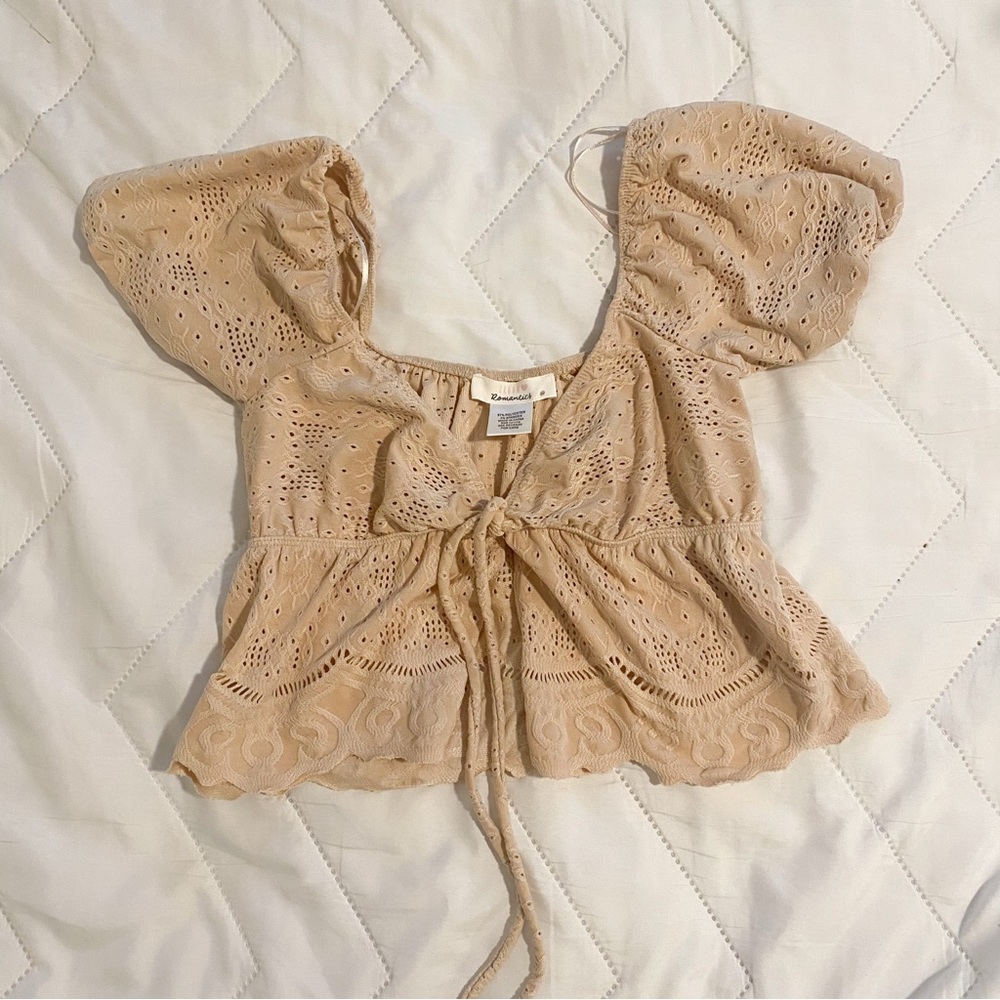 Tan Eyelet Women's Top